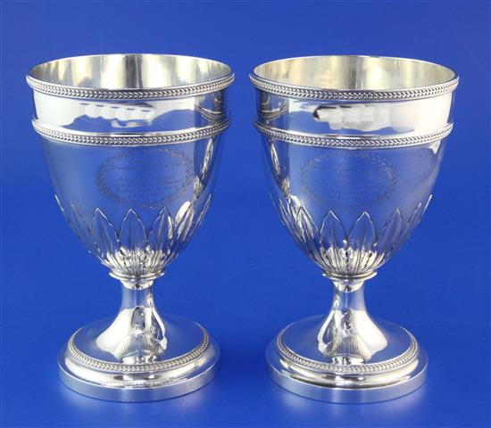 A good pair of George III silver goblets by Richard Cook